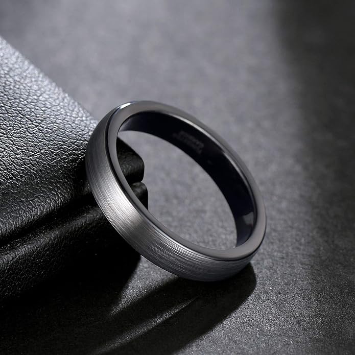 TRUMIUM 4mm 6mm 8mm Tungsten Rings for Men Women Engagement Wedding Band Brushed Black Comfort Fit Size 4-15