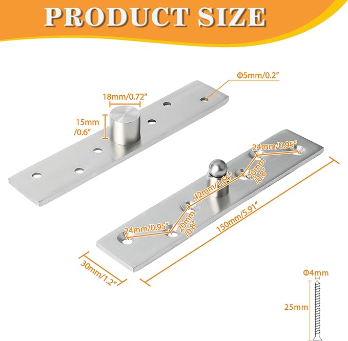 Alise Pivot Hinges for Door, 2P | Rotation Hidden Door Hinge Middle Core - Image 2