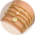 Turandoss Gold Cross Bead Bracelets Sets for Women Girls Valentines Day Gifts - Dainty Layered Cross Bracelets Beaded Initial Bracelet Stack Gold Letter A-Z Bracelet Valentines Day Gifts for Her