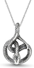 AeraVida Unique & Detailed Coiled Snake .925 Sterling Silver Pendant Necklace | Animal Serpent Inspired Pendant for Women | Reptile Necklace