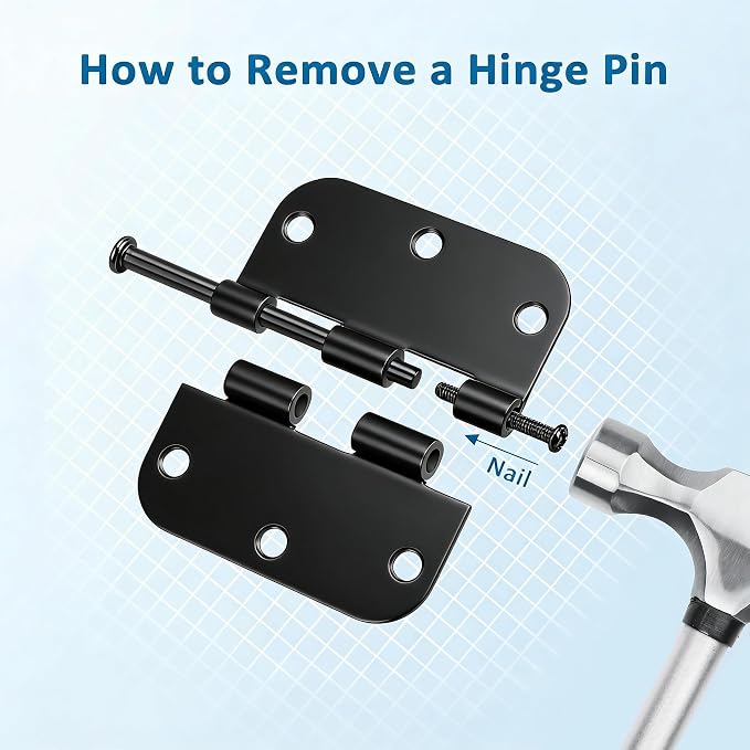 KNOBWELL Door Hinges Matte Black, 3.5" x 3.5" Interior Door Hinges, 5 Pack | - Image 9