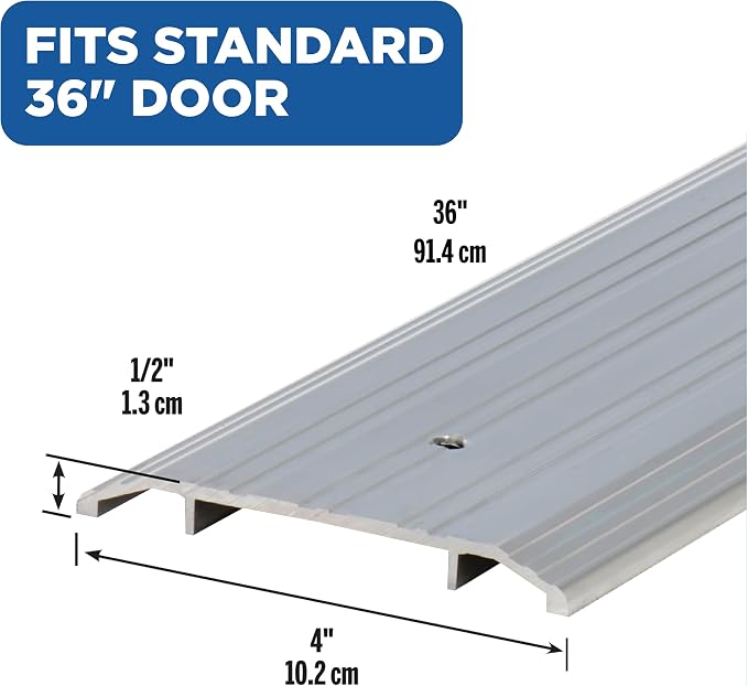 M-D Building Aluminum Flat-Profile Threshold, 4in x 1/2in x 36in | ADA Approved - Image 2
