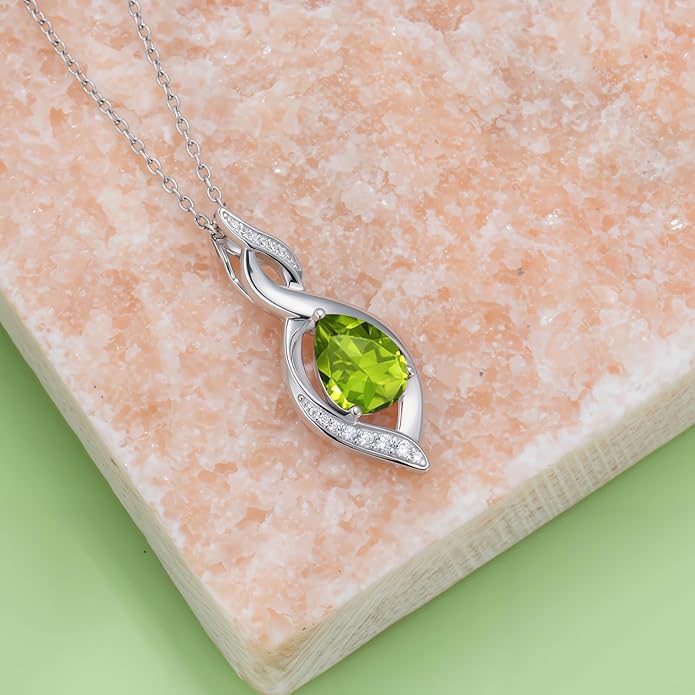 Birthstone Necklace for Women 925 Sterling Silver Infinity Love Jewelry Valentines Day Birthday Gifts for Her Mom Wife Girlfriend