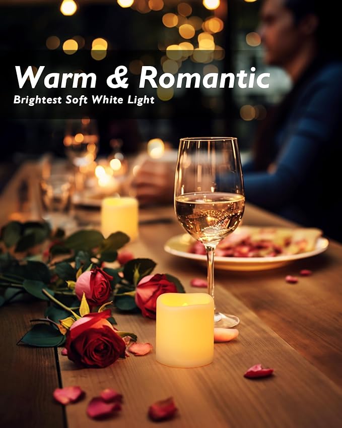 Homemory 24 Pack Ivory Flameless Flickering LED Votive Tealights Candles | - Image 5