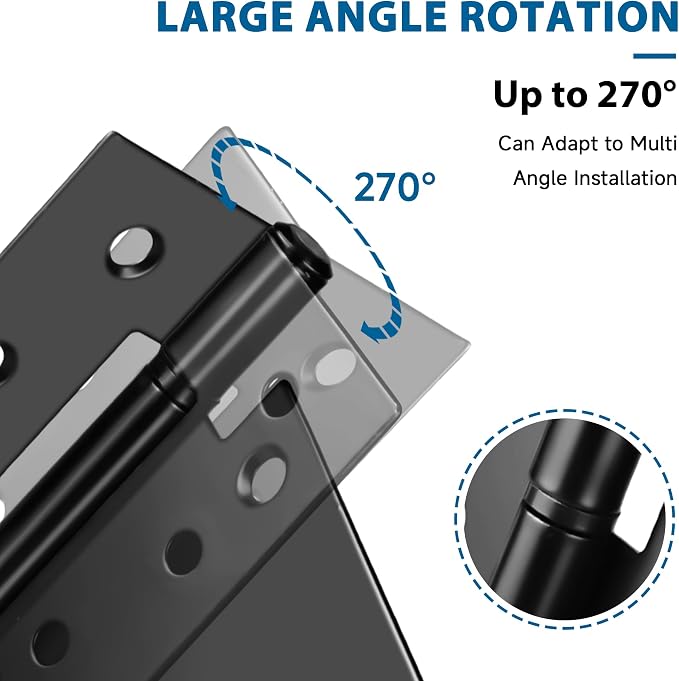 3.5 Inch Heavy Duty Gate Hinges, 2 Pack Black Iron Door Hinges | Solid Iron - Image 4