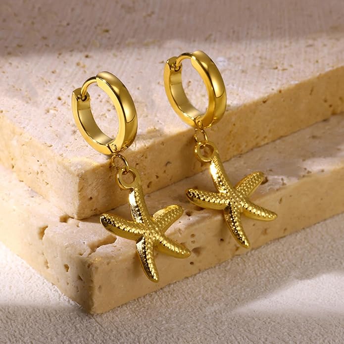 Seashell Starfish Earrings Beach Jewelry for Women Pearl Drop Shell Earrings Ocean Beachy Fashion Accessories Womens Summer Outfits 2026 Tropical Vacation Outfits Beach Vacation Clothes Dresses