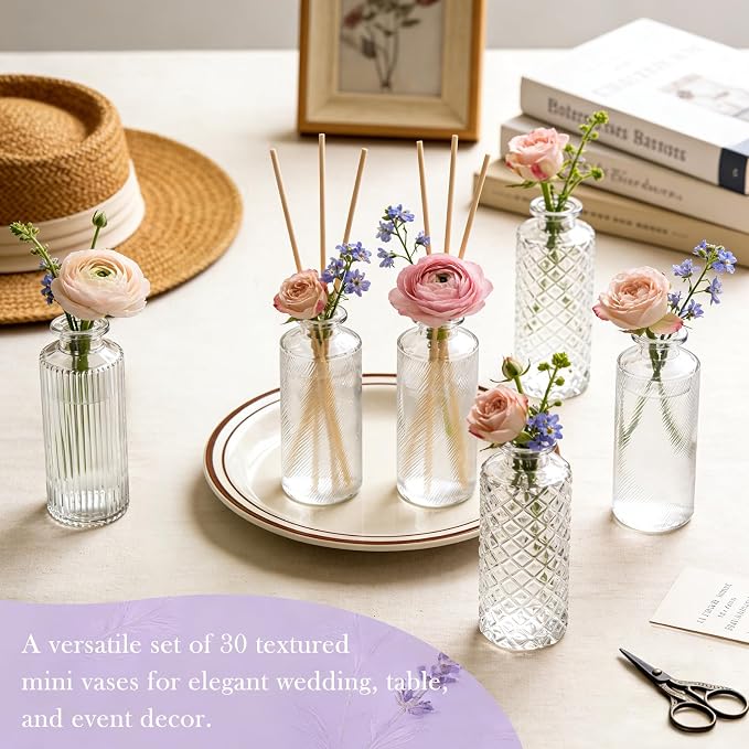 Glass Bud Vases 30 Pack, Small Clear Flower Vases - Image 4