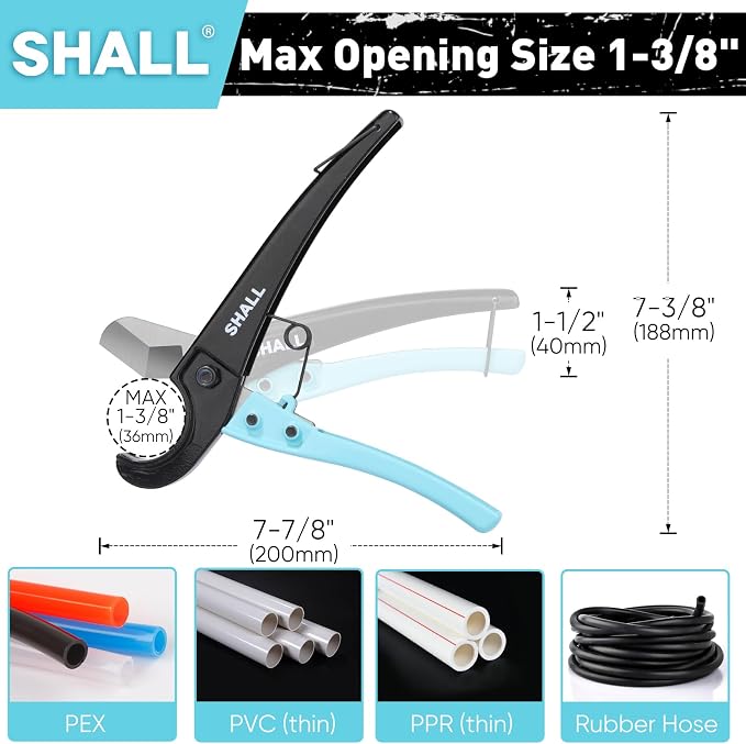 SHALL PEX Pipe Cutter, Cuts up to 1-3/8’’, Fast Tubing Cutter - Image 2