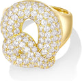 KissYan Bubble Initial Ring Valentines Day Gifts for Women, 14k Gold Plate Balloon Jumbo Letter Rings Open Adjustable Dainty Pave CZ Personalized Fashion Trendy Statement Jewelry