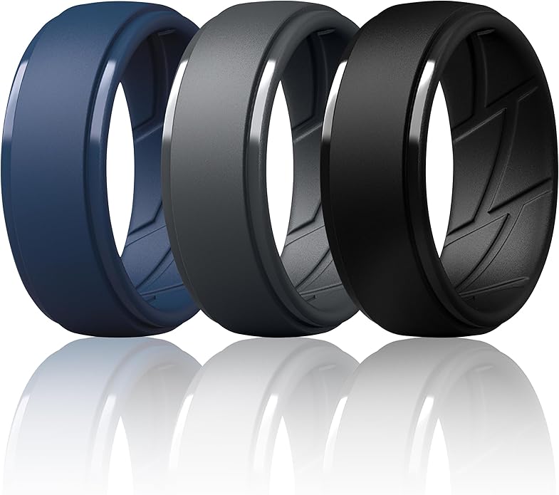 ThunderFit Men's Silicone Rings 10mm Wide 2.5mm Thick Rubber Bands, Breathable, Variety Multipack 1-10