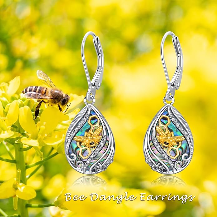 Animal Earrings 925 Sterling Silver Abalone Shell Dangle Drop Earrings Leverback Earrings Cute Animal Jewelry Gifts for Women Girlfriend