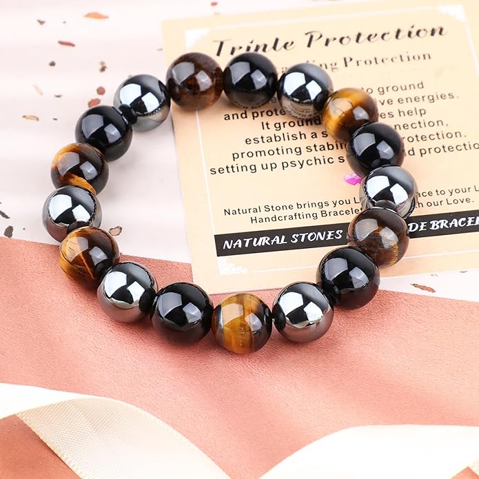AD Beads Handmade Gemstone Stretch Elastic Bracelet Crystal Healing Reiki Nature's Beauty and Spiritual Essence Unisex