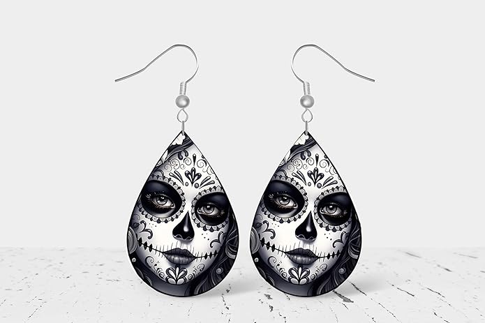 Teardrop Wood Earrings Light Weight Printed Image Dangle Jewelry, Fun and Funky Earrings