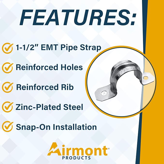 1-1/2-Inch EMT Two-Hole Conduit Strap — Reinforced Rib, Heavy-Duty Zinc-Plated - Image 6