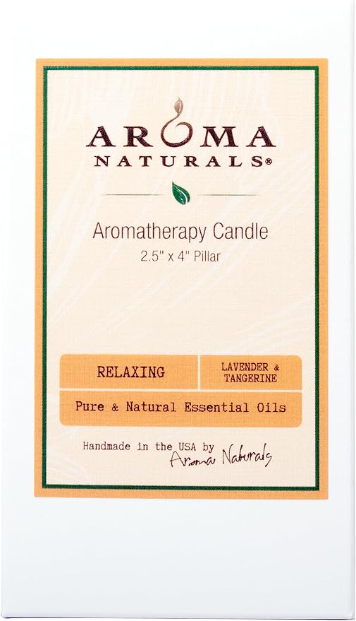 Aroma Naturals Lavender & Tangerine Essential Oil Scented Pillar Candle - Image 2