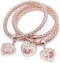Crystal Charms Multilayer Bracelets - 3PCS Gold/Silver/Rose Gold Corn Chain Bracelet for Women, Tree of Life Heart Shaped Stretch Bracelet