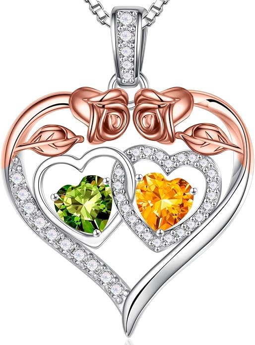 Iefil Valentines Day Gifts for Her - 925 Sterling Silver Rose Heart Necklaces for Women, Anniversary Birthday Gifts for Wife Girlfriend Mom