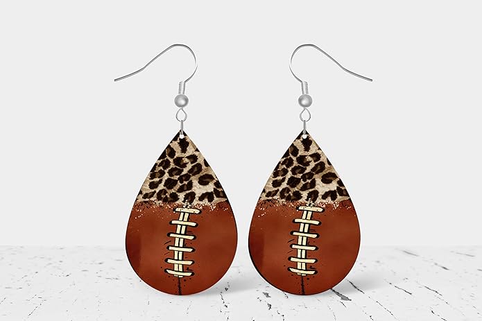 Teardrop Wood Earrings Light Weight Printed Image Dangle Jewelry, Fun and Funky