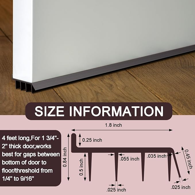 2 Pcs 4 Feet Brown Vinyl Door Bottom Adjustable Weatherstrip Door Bottom - Image 2