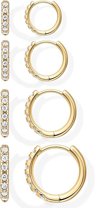 Small Gold Huggie Hoop Earrings Set for Women Men Hypoallergenic 14K Plated Stack Cartilage Earrings, Multiple Piercing Lightweight Mini Thin Cute Dainty Trendy Jewelry Set Christmas Gifts for Women