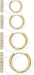 Small Gold Huggie Hoop Earrings Set for Women Men Hypoallergenic 14K Plated Stack Cartilage Earrings, Multiple Piercing Lightweight Mini Thin Cute Dainty Trendy Jewelry Set Christmas Gifts for Women