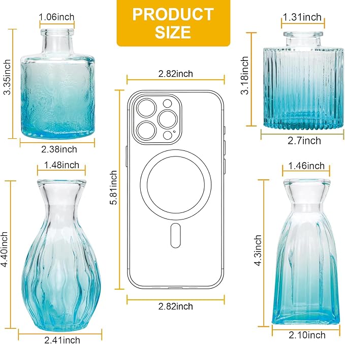Glass Bud Vases Set of 4, Small Blue Flower Vases - Image 2