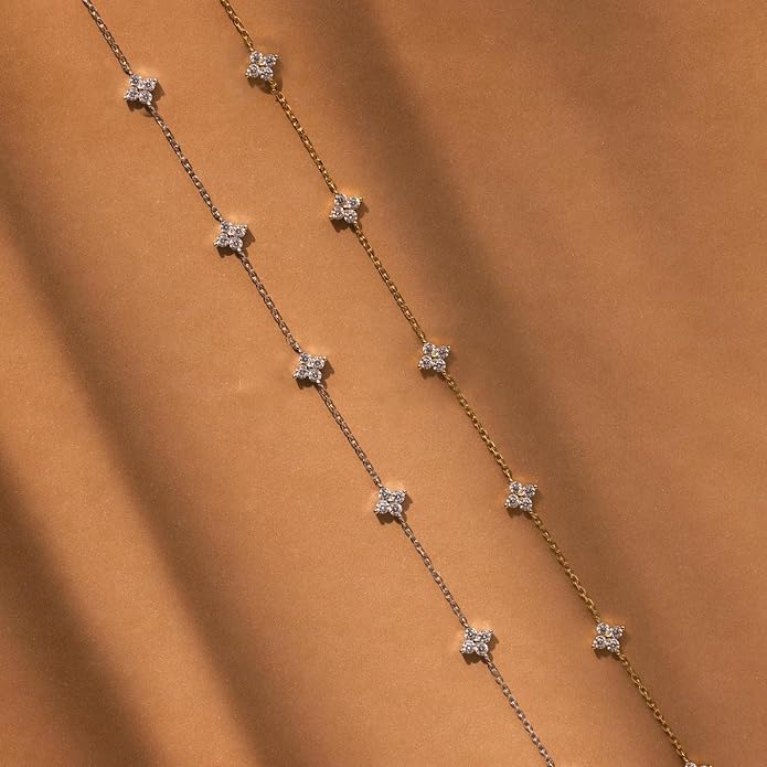 Valentines Day Gifts for Women Her - Dainty Necklaces for Women Cute Station Choker Simulated Diamond Necklace Simple Layering CZ Necklace Trendy Jewelry Gifts