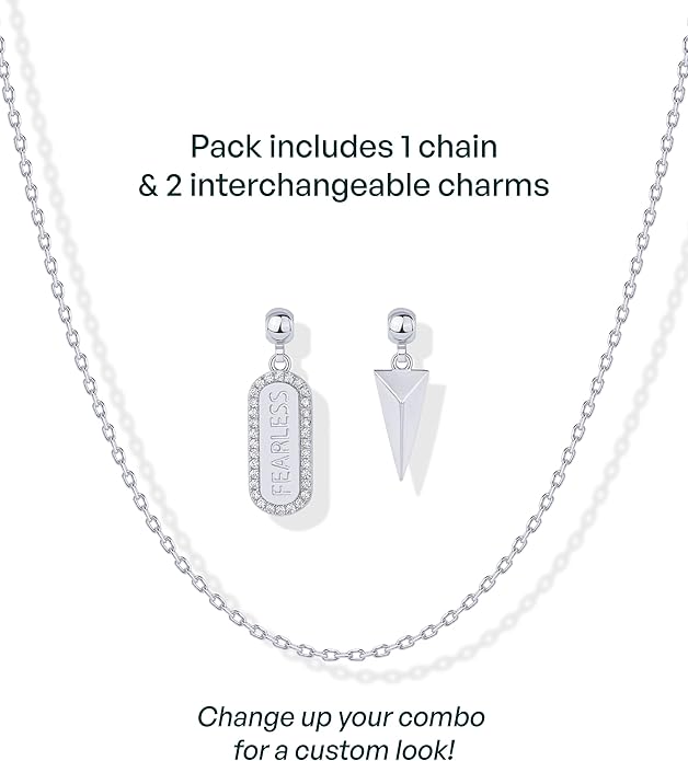 PAVOI 14K Gold Plated Dainty Necklace with Charms Set - Hypoallergenic Adjustable Chain Gold Charm Necklace for Women - Small Motif & Mantra 2 and 3-Pack Removable Pendants - Cute Jewelry Gifts