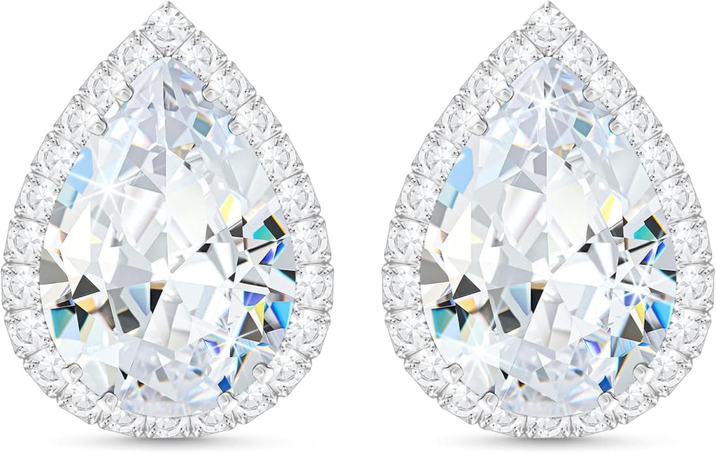 Linawe Women Stud Earrings, Teardrop Diamond Moissanite Cubic Zirconia Earrings Studs Rhinestone Jewelry Gold/Silver/Rose Gold