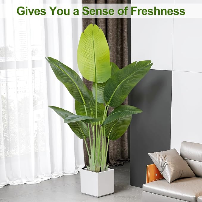 Lifelike Bird of Paradise Artificial Plant 4ft Faux Banana Leaf Tree - Image 7
