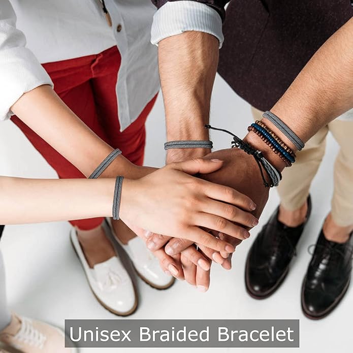 TempBeau Nautical Braided Rope Bracelets Set - 6 Pcs Adjustable Braided Cord Bracelet, Handmade Navy Marine String Bracelet with Metal Knot, Men Women Braided Bracelets Gifts