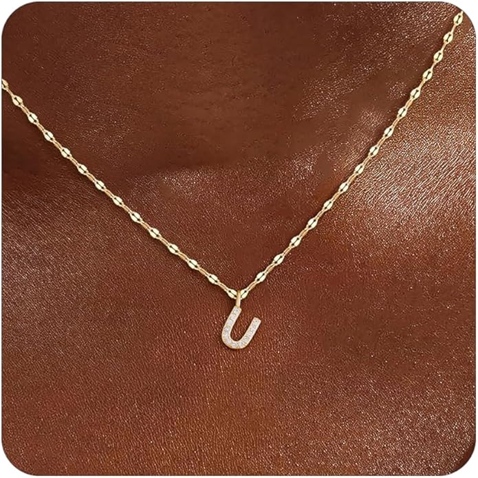 Initial Necklaces for Women,14K Gold Plated Necklaces, A-Z Letter Pendant Charm Necklace Trendy Dainty Hypoallergenic CZ Custom Personalized Name Necklace Gold Jewelry Birthday Christmas Gift for Her