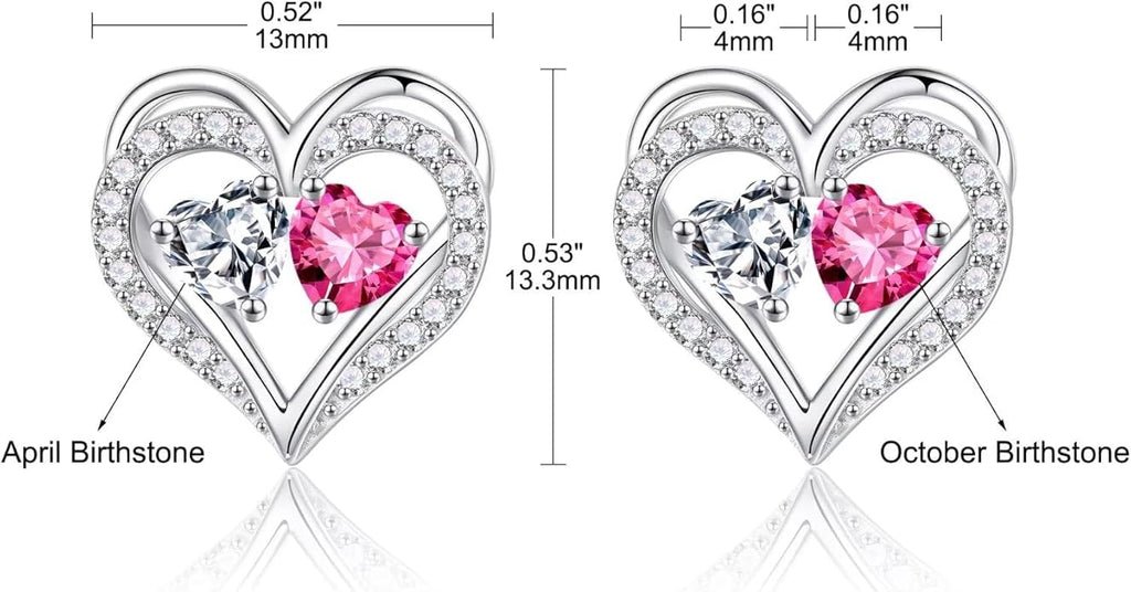 Iefil Valentines Day Gifts for Her - 925 Sterling Silver Birthstone Earrings, Anniversary Birthday Gifts for Women Wife Girlfriend Mom