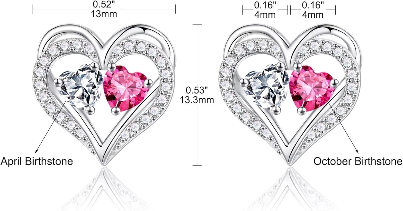 Iefil Valentines Day Gifts for Her - 925 Sterling Silver Birthstone Earrings, Anniversary Birthday Gifts for Women Wife Girlfriend Mom