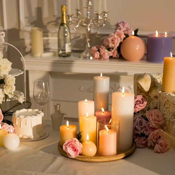 MOZEAL 3" x 8" Hand-Poured Unscented Large Candle, Smokeless Rustic Pillar - Image 6