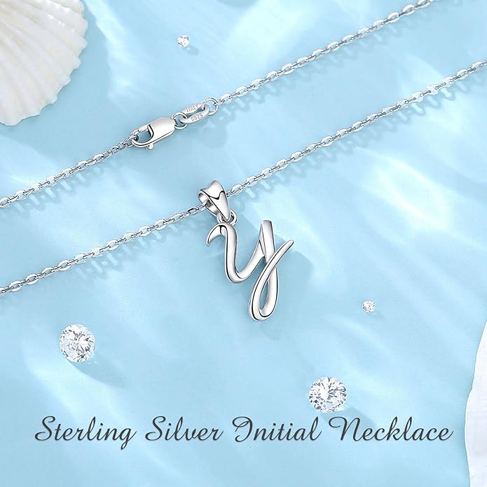 EUDORA Sterling Silver Initial Necklaces for Women, Classic 26 Letter Neckless Gifts for Girls, Sister, Mother Daughter, 18 inch Chain