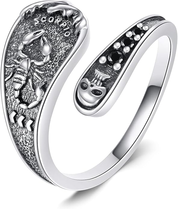URONE Hummingbird/Bee/Scorpion/Moon Phase Spoon Ring Sterling Silver Thumb Ring Vintage Jewelry Gifts for Women