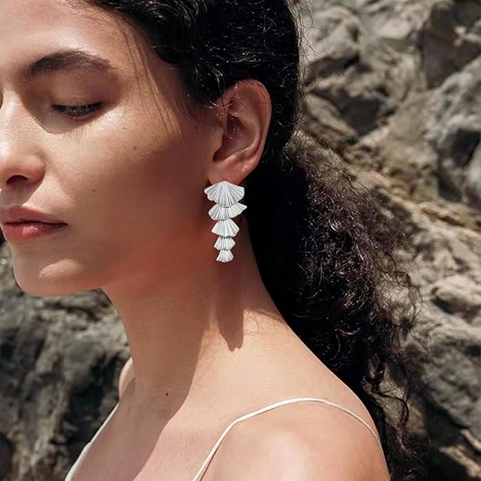 Gold/Silver Shell Dangle Earrings for Women Seashell Starfish Drop Dangle Earrings Beach Earrings Hypoallergenic Earrings Summer Jewelry