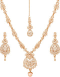 Touchstone Indian jewelry sets for women maang tikka wedding guest gold necklace bollywood jewellery set pageant elegant prom bride accessories western crystal chunky rhinestone necklaces
