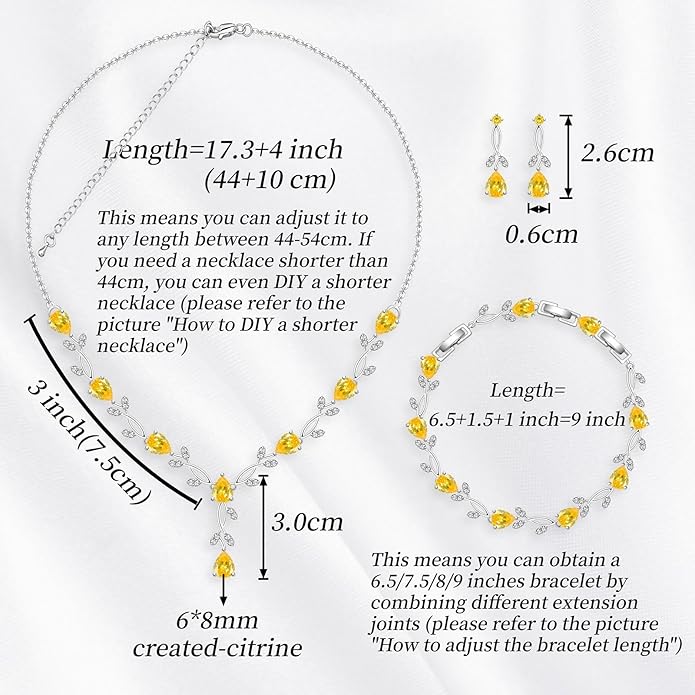 GZWHD Wedding Jewelry Sets for Bride Bridesmaid Women Cubic Zirconia Necklace Earrings Bracelet Set Gift for Mother Friend Wife Daughter Sister Party Prom Jewelry