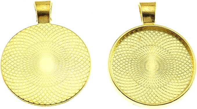 25pcs Round Bezel Pendant Trays Setting Cabochon Blank Base for DIY Crafting Photo Jewelry Findings Making Accessories 25mm(Gold)