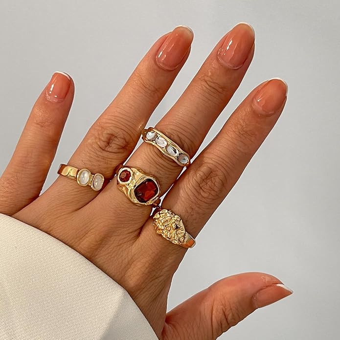 Sora Tuki Rings for Women Chunky Rings Set Adjustable Stackable Ring for Women Bold Thick Statement Ring Trendy Chunky Jewelry