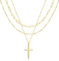 Layered Gold Necklaces for Women, Stackable Dainty 14K Gold Silver Plated Trendy Simple Heart Diamond Cross Bow Circle Pendant Paperclip Choker Dot Chain Necklace,Jewelry Set Gifts for Women
