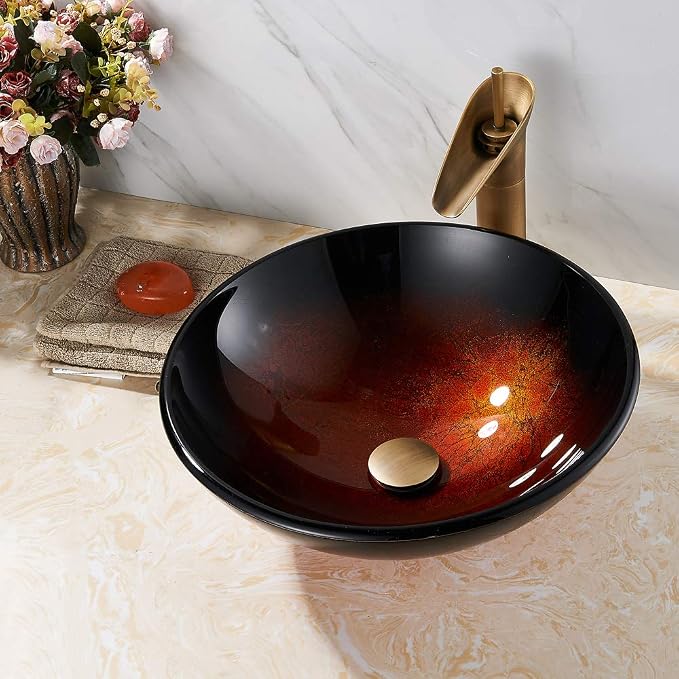 REGALMIX Antique Brass Pop UP Drain, Bathroom Vessel Lavatory Vanity Faucet - Image 9