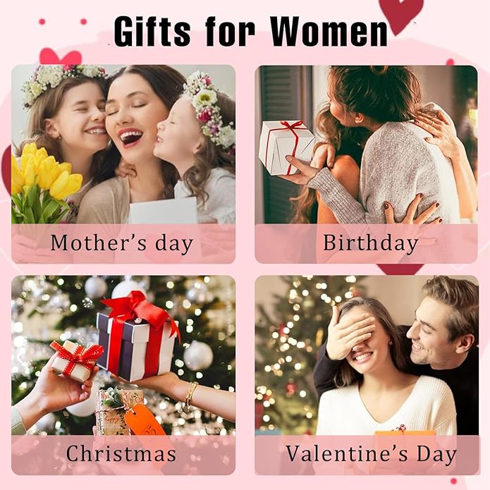 Valentines Day Gifts for Women Her - Beaded Stretch Handmade Ball Bracelets Cute Charm Bracelet Dainty Stackable Cross Heart Bow Wave CZ Jewelry Gifts Trendy Stuff