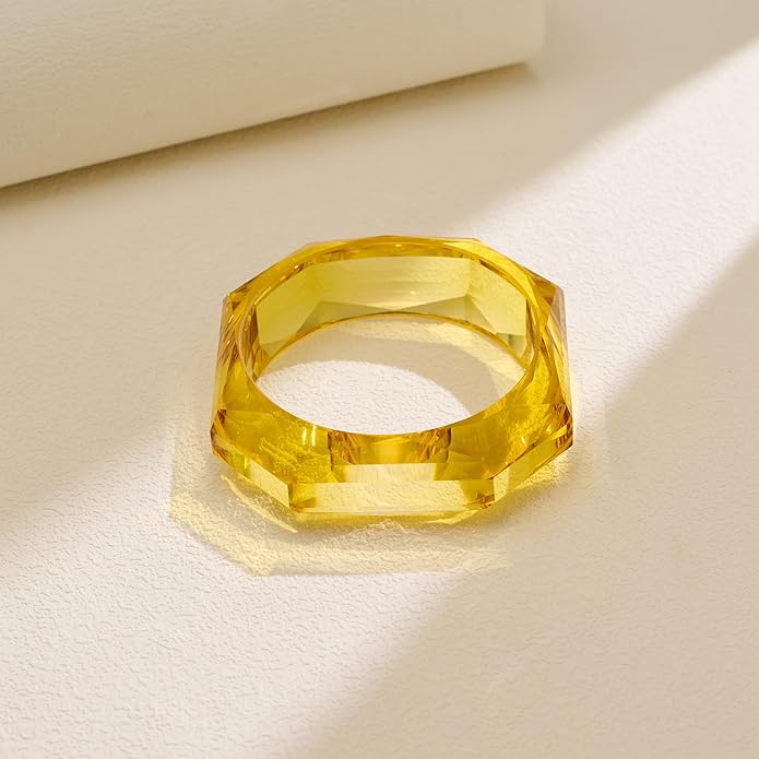 Trendy Acrylic Resin Bangle Bracelet for Women Chunky Transparent Acetate Mottled Plate Bangle Bracelet Statement Jewelry