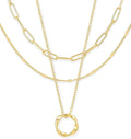 YEEZII Layered Gold Necklaces for Women Trendy, 3 Pcs 14K Gold Plated Choker Paperclip Box Chain Necklace, Stackable Women's Gold Pendant Necklaces Jewelry Set