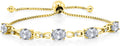 Gem Stone King 7X5MM Oval Cut Gemstone Birthstone and Accent Lab Grown Diamond Tennis Bracelet For Women In 18K Yellow Gold Plated Silver | Adjustable Bolo Bracelet For Women | Easy-On Easy-Off