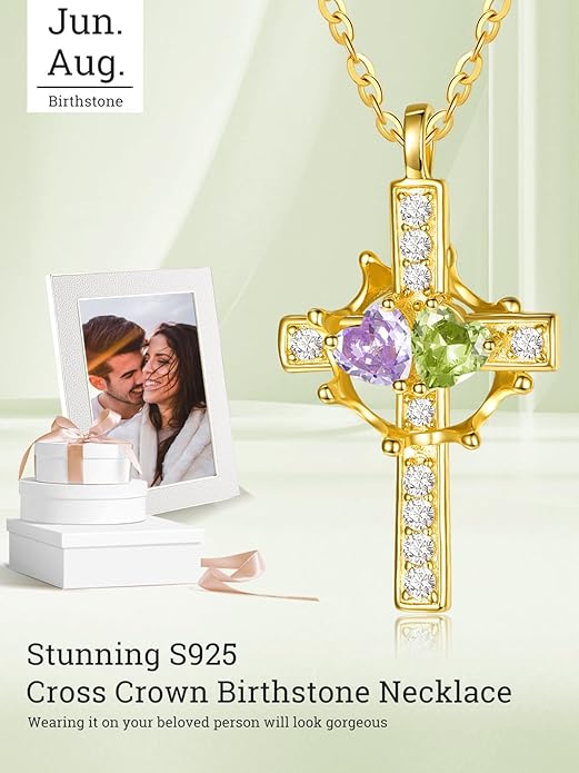 Valentine's Day Gifts for Wife 925 Sterling Silver Double Birthstone Pendant Necklaces I Love You for Always and Forever Necklace Anniversary Birthday Gifts for Wife Girlfriend Mom Her