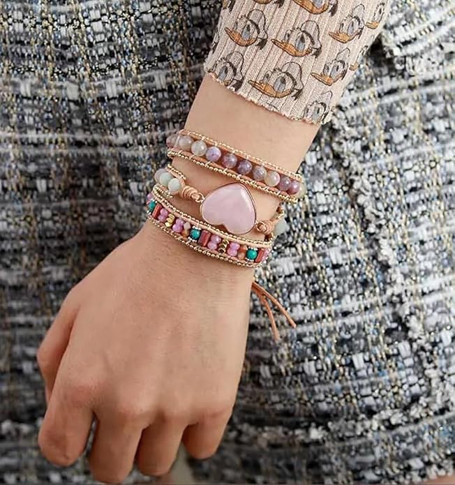 ZOSOJONA Women Wrap Bracelets Boho Natural Stone Jasper Turquoises Strand Bracelet Jewelry Collection